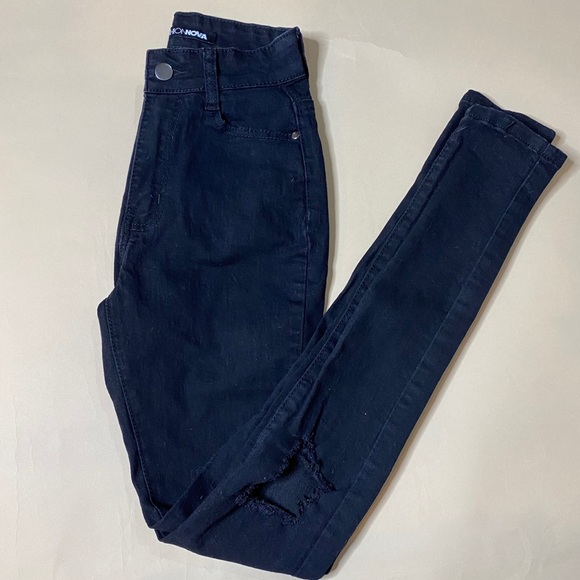 Fashion Nova Denim - Distressed Black Skinny Jeans